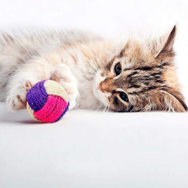 SUNTRADE 3Pcs Cat Toy Sisal Ball Pet Scratching Ball Chew Eco-Friendly Toy Pets Interactive Toy Bite and Wear Resistant(Random Color) - Image 3